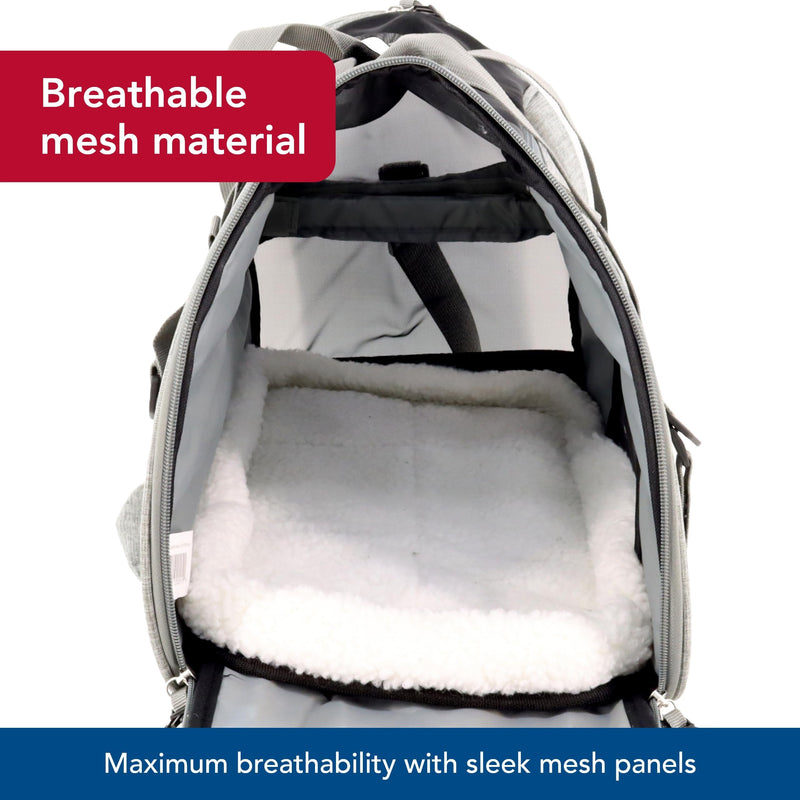 Coastal Pet Bergan Comfort Carrier - Breathable Travel Carrier for Dogs & Cats - Heather Grey, 16" x 8" x 11" - PawsPlanet Australia