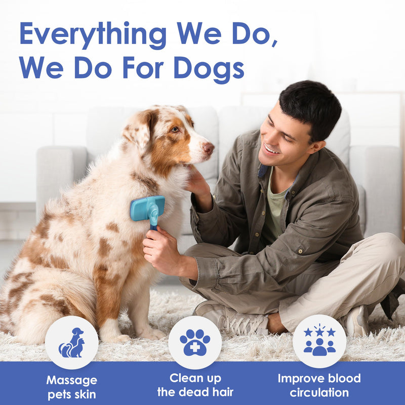 American Kennel Club-Self-Cleaning Slicker Brush for Dogs & Cats |Pet Grooming Brush |Removes Loose Hair, Mats & Tangles | Gentle Deshedding Tool for All Coat Types | Skin Friendly & Easy-Clean Design Self Cleaning Slicker Brush
