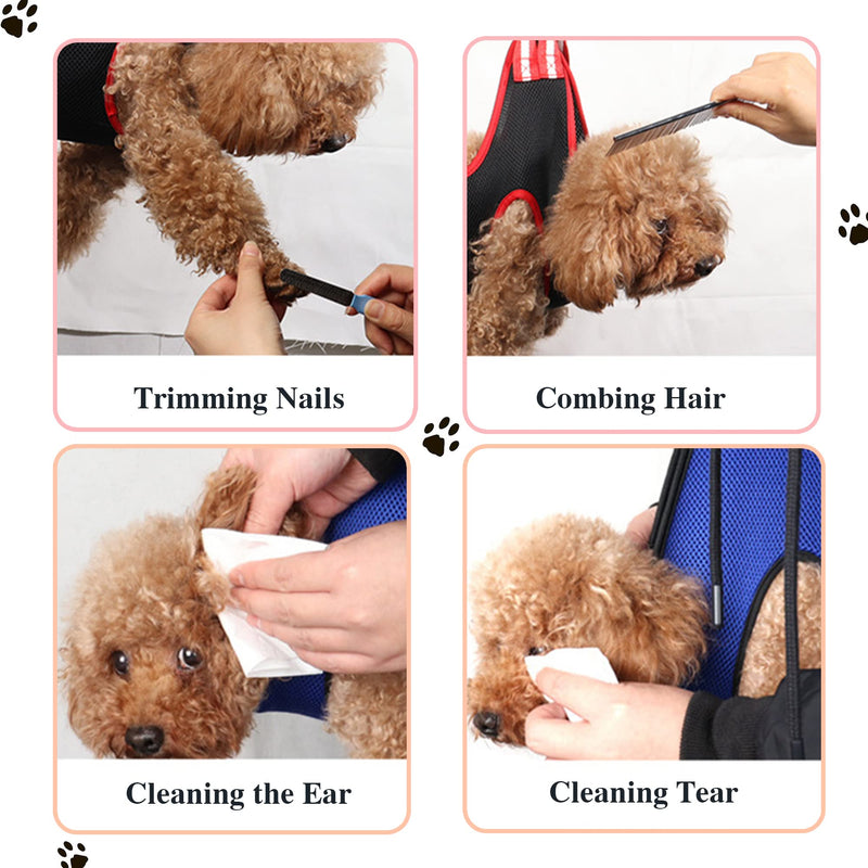 Dog Grooming Hammock, Pet Nail Trimming Harness for Dog and Cat, Pet Grooming Hammock Harness for Medium Dogs/Giant Cats, Dog Nail Trimming Hammock for Nail Clipping and Bath Grooming, Black, Large - PawsPlanet Australia