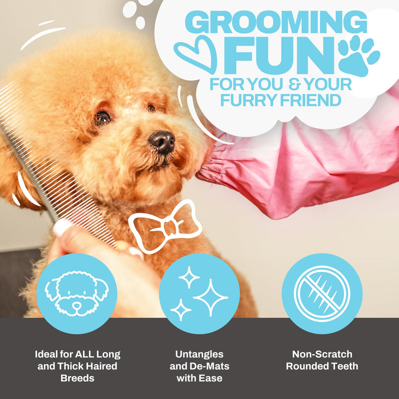 Dog Combs for Grooming Matting, Metal Comb For Dogs, Large Goldendoodle Stainless Steel Doodle Dog Grooming Combs, Tackles Mat & Tangles for Poodles, Labradoodle, Cockapoo Pet Comb - PawsPlanet Australia