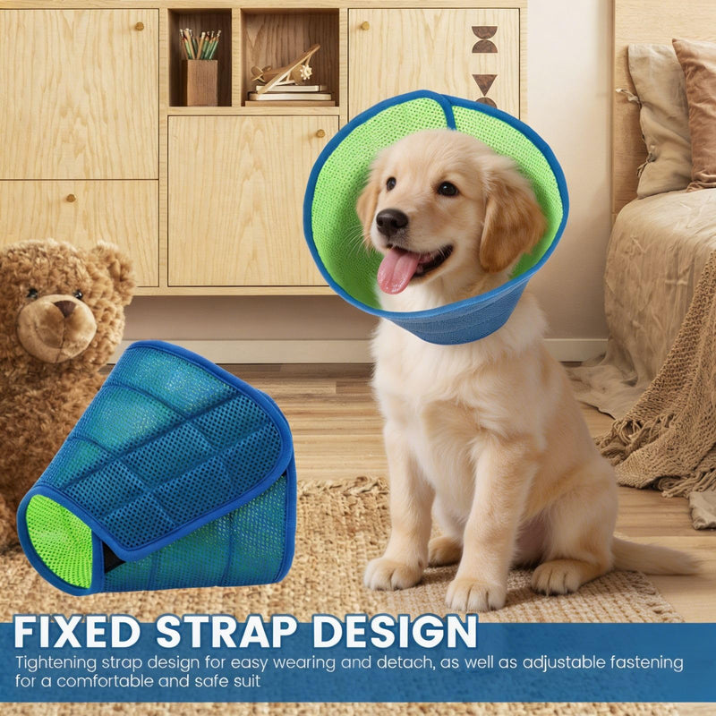 Pack of 2 Soft Dog Collar Lick Protection Breathable Adjustable Recovery Collar Elizabethan Prevents Licking Wounds After Surgery Blue (M) M