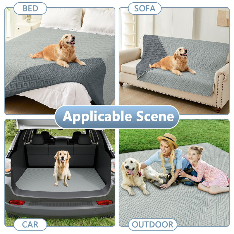 hyha Waterproof Dog Bed Blanket, Soft Pet Blankets 30x70 Inch and 82x102 Inch in Grey/Dark Grey, 2 Item Bundle - PawsPlanet Australia