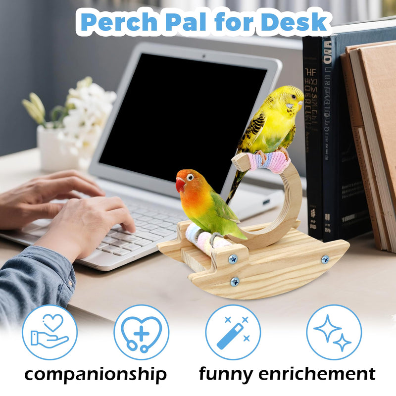 Rocking Bird Perch Stand, Funny Budgie Toys Natural, Parakeet Toy Wooden, Small Bird Toys for Parakeets Wood, Parrot Puzzle Enrichement Toy for Lovebird, Lineolated, Pacific Parrotlet - PawsPlanet Australia