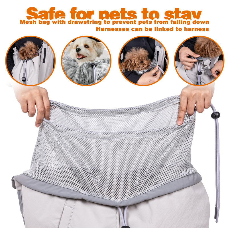 Dog Carrier Sling,Dog Carriers for Small Dogs & Cats Up to 20lbs,Puppy Carrying Backpack Pet Purse with Pockets,Adjustable Shoulder Strap,Hands Free for Travel (Grey) Grey - PawsPlanet Australia