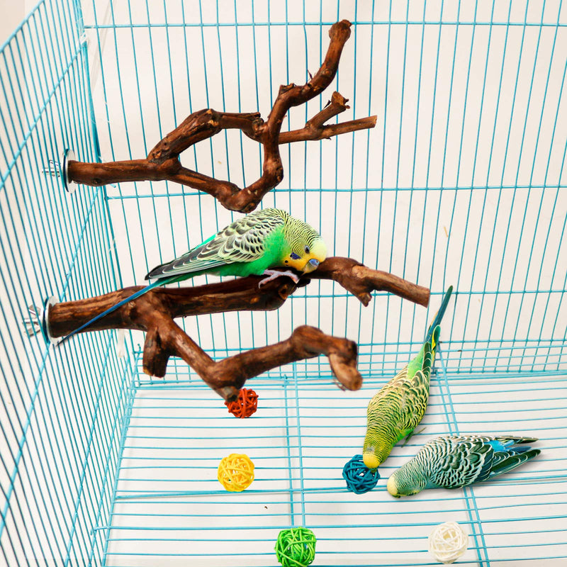 2 Packs Parrot Bird Perches,Natural Wild Grape Stick Grinding Paw Climbing Standing Cage Accessories Toy for 3-4 Parakeets, Budgies, Lovebirds,Cockatiels (Style-1) style-1 - PawsPlanet Australia