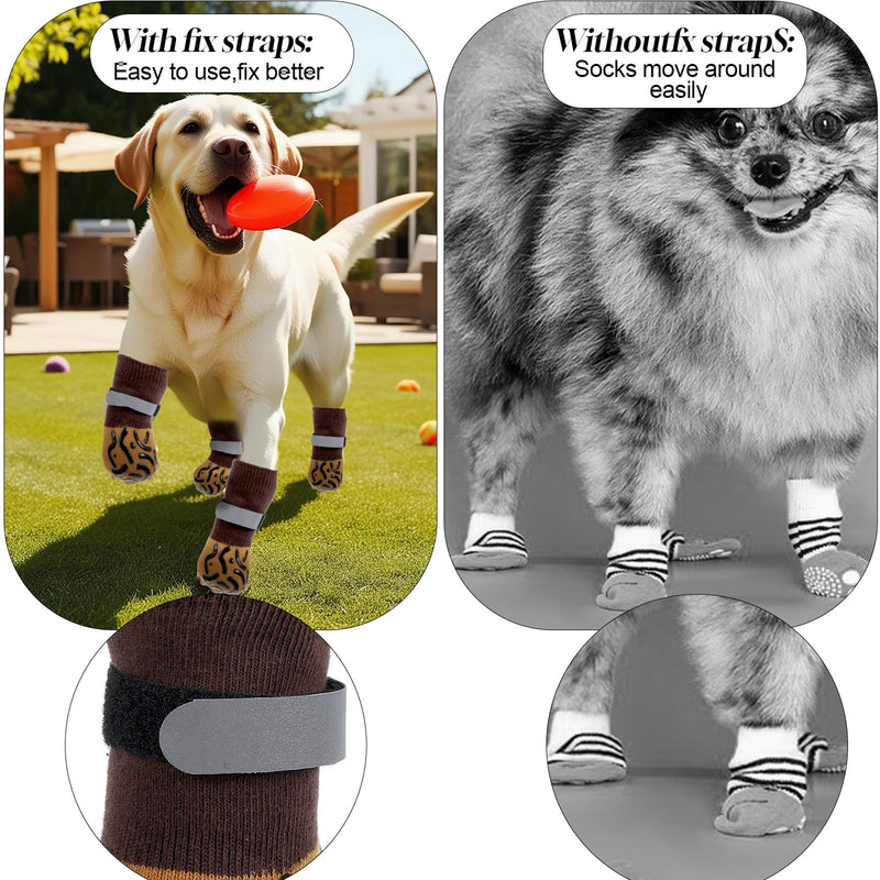 4 Pcs Dog Socks to Prevent Licking Paws, Dog Socks for Hot Pavement, Double Side Non Slip Pattern Dogs Sock, Dogs Booties for Hardwood Floors Anti Slip Caramel(M) M - PawsPlanet Australia