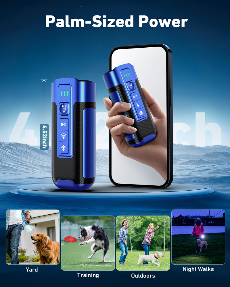 Dog Bark Deterrent Devices-Ultrasonic Anti Barking Device for Dogs with 50ft Range, Rechargeable No Barking Device for Own or Neighbor's Dogs, Portable Safe for Dogs/Humans | Indoor/Outdoor Use-Blue Blue - PawsPlanet Australia