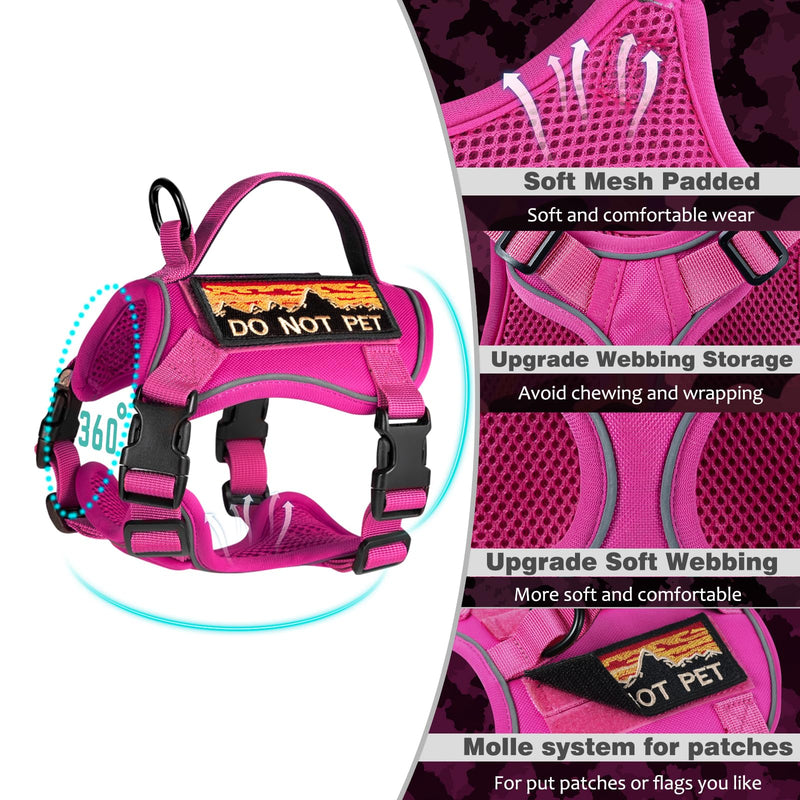 Tactical Cat Harness for Walking, Adjustable Escape Proof Pet Vest for Large Cat,Easy Control Breathable Cat Vest with Handle?Molle Patches (Pink, L) Pink - PawsPlanet Australia