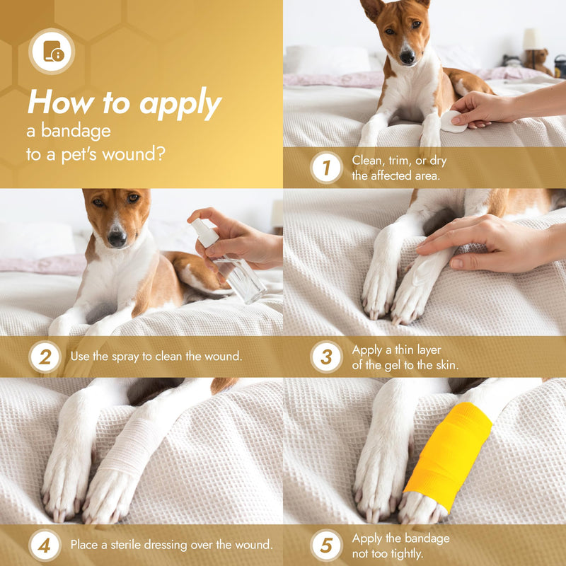 Self-Adhesive Elastic Dog Bandages for Wounds Protect from Licking, Dirt and Scratching – Set of Wraps from Natural Rubber Latex – Dog Bandage for Large & Small Pets – 5 х 5 cm + 2 х 10 cm Rolls 5 pcs x 5 cm + 2 pcs x 10 cm