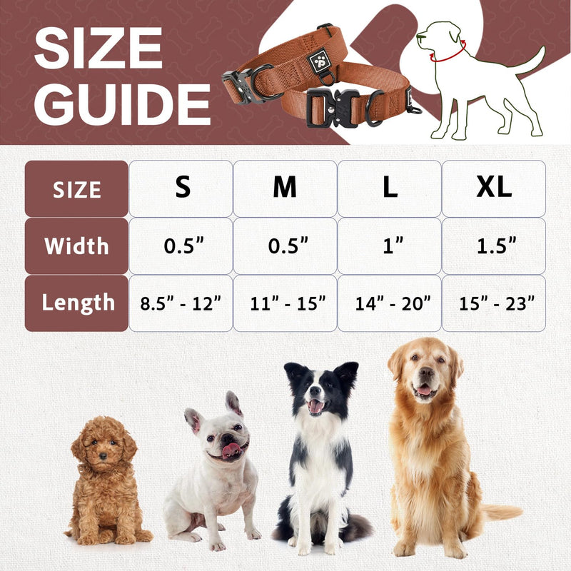 Reflective Dog Collars for Large Dogs, Heavy Duty Tactical Dog Collar with Metal Buckle, Durable Pet Collar Quick Release, Reinforced Nylon No Pull Dog Collar (Canyon Red, L) Canyon Red - PawsPlanet Australia