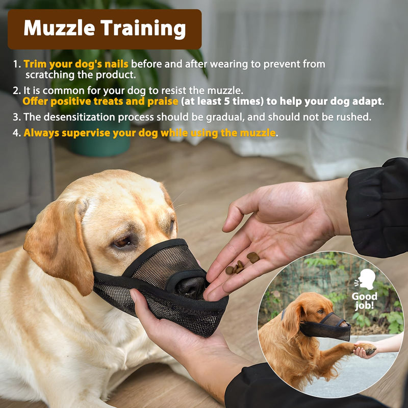 Crazy Felix Nylon Dog Muzzle for Small Medium Large Dogs Poodle Labrador Golden Retriever Doberman, Air Mesh Breathable and Drinkable Pet Muzzle for Anti-Biting Chewing Scavenging(Black,L) Black L - PawsPlanet Australia