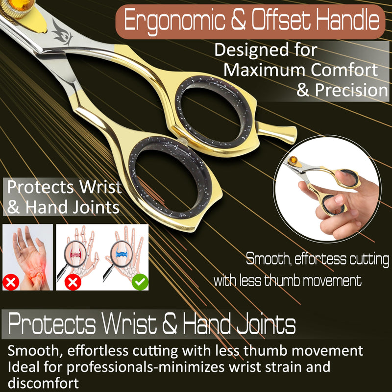 Dog Grooming Scissors – 7.5” Thinning Shears with 34 Teeth, Chunkers for Dogs & Cats, Precision Cut with 440C Stainless Steel, Designed for Groomers and Pet Owners Golden/Polish Thinning Scissors - PawsPlanet Australia