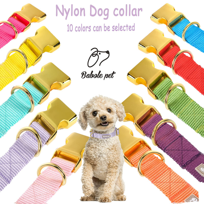 Babole Dog Collars with Safety Metal Buckle， Adjustable Soft Comfortable Nylon Pet Collars for Small Medium Large Dog Lavender - PawsPlanet Australia
