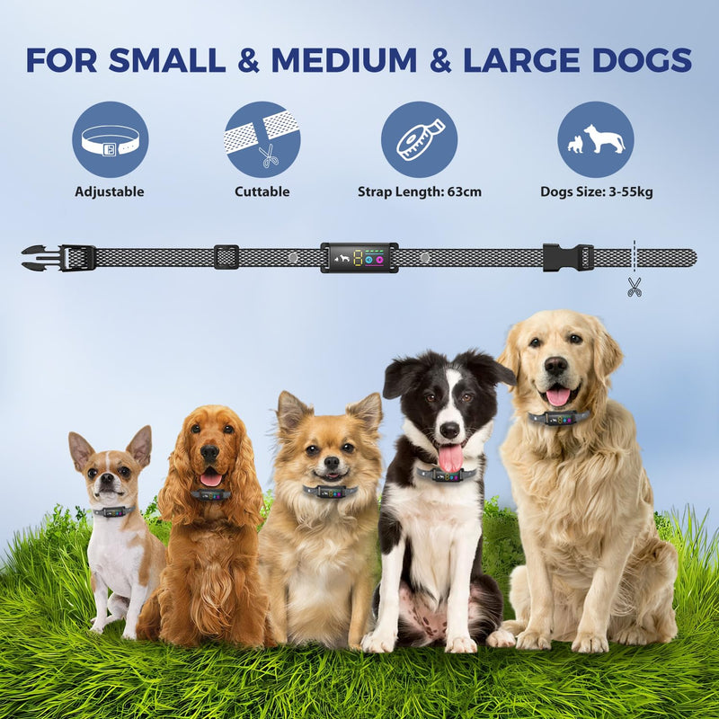 Anti Bark Collar for Dogs, No Shock Bark Collar, Beep & Vibration, 5 Adjustable Sensitivity, Rechargeable Dog Barking Collar, IP67 Waterproof - Bark Collars for Large Medium Small Dogs, Black