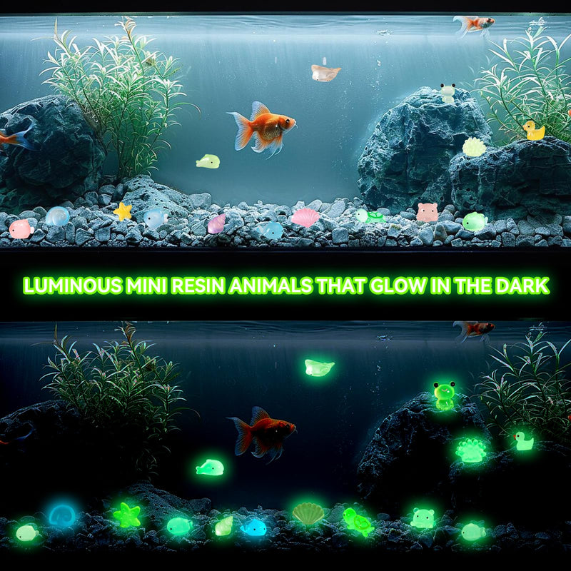 100 Pcs Luminous Mini Resin 15 Styles Tiny Animals Sea Animals Figurines Glow in The Dark Miniature Animals for DIY Fish Tank Potted Micro Dollhouse Landscape Aquarium Decorations - PawsPlanet Australia