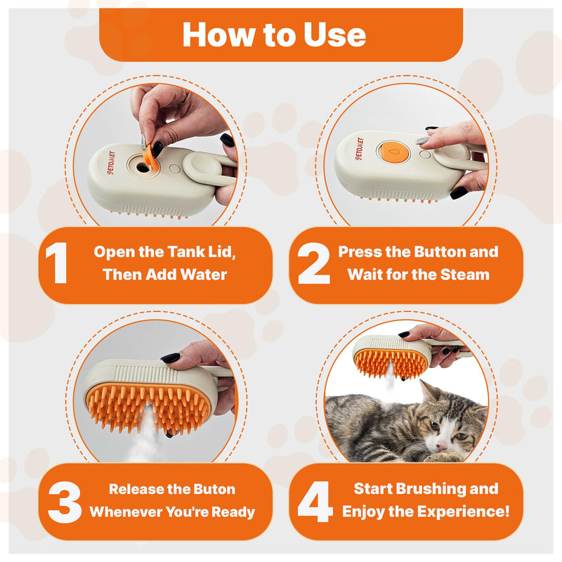 4 in 1 Cat steam brush, steam brush for dogs, rabbits., Pet spray comb for shedding and grooming, Gentle Technology, Easy-to-Clean, massage, Grooming Washable, useful for shedding - PawsPlanet Australia