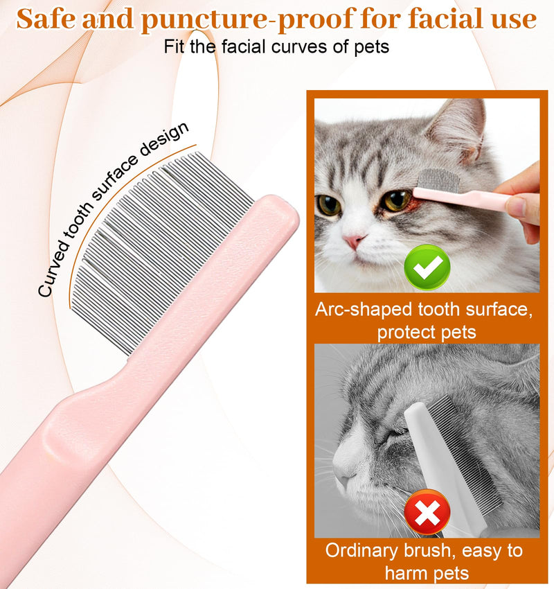Eye Comb for Small Dogs, 4.33 Inch Stainless Steel Small Dog Eye Comb with Round-Tip Arc Teeth & ABS Handle, Gentle Grooming for Yorkie, Shih Tzu, Maltese, Pomeranian (Flea Removal & Facial Care) - PawsPlanet Australia