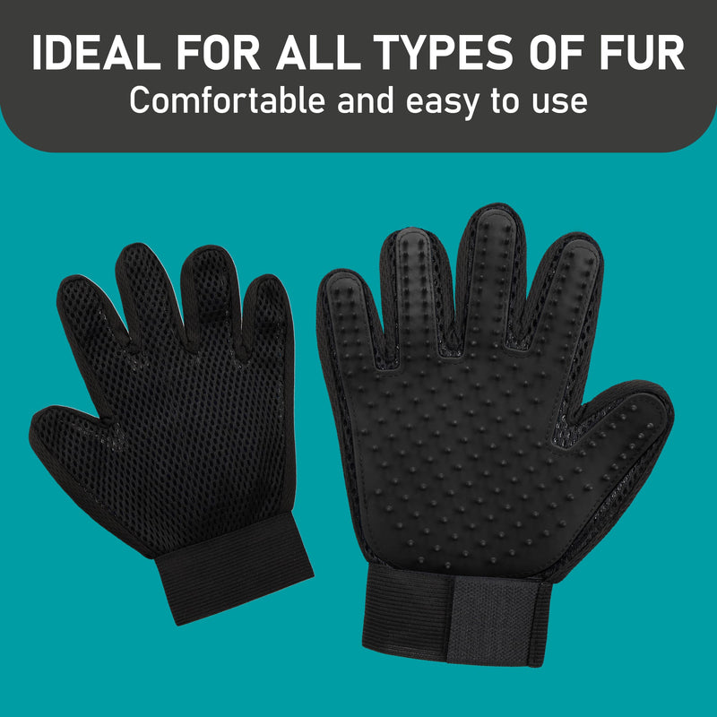 Maxpower Planet Hair Brush & Grooming Gloves for Dogs and Cats - Black - PawsPlanet Australia