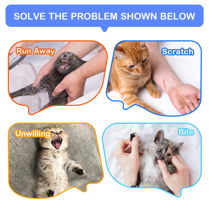 Cinf Cat Bathing Bag(Free Muzzle) Breathable Mesh Anti Scratch Adjustable Cat Grooming Bag for Nail Trimming, Bathing Soft Cat Washing Bag(Blue) M M-Drama Cat Blue