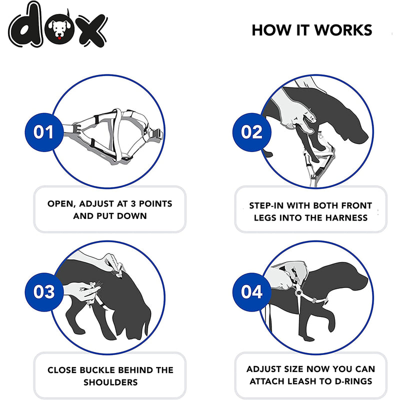 DDOXX Step-in Dog Harness for Small Dogs - Lightweight, Breathable, Durable Nylon, Safety Buckle, Metal D-Ring - Heavy Duty, Adjustable, Escape-Proof XS Puppy Harness in Blue for Training and Walking XS - 0.4 x 12.6-17.5 in - PawsPlanet Australia
