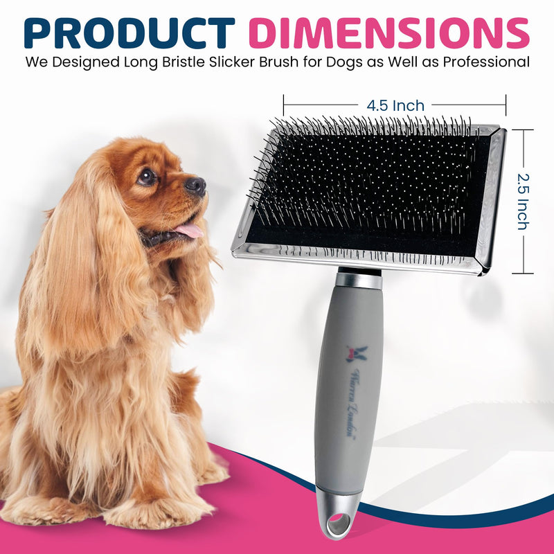 Warren London Gel-Handle Slicker Brush for Dogs | Long & Strong Pin Bristles | Doodle Brush Ideal for Thick & Long Fur | Comfortable Grooming Tool - PawsPlanet Australia