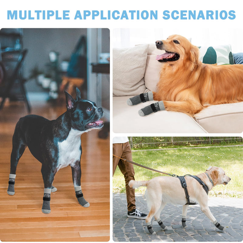 SCENEREAL Dog Socks to Prevent Licking Paws for Hardwood Floors Anti Slip, Dog Grippy Boots Shoes for Hot/Cold Pavement, Paw Protectors with Grippers for Small Medium Large Senior Dogs S(Pack of 4) Grey Pearl Paw - PawsPlanet Australia
