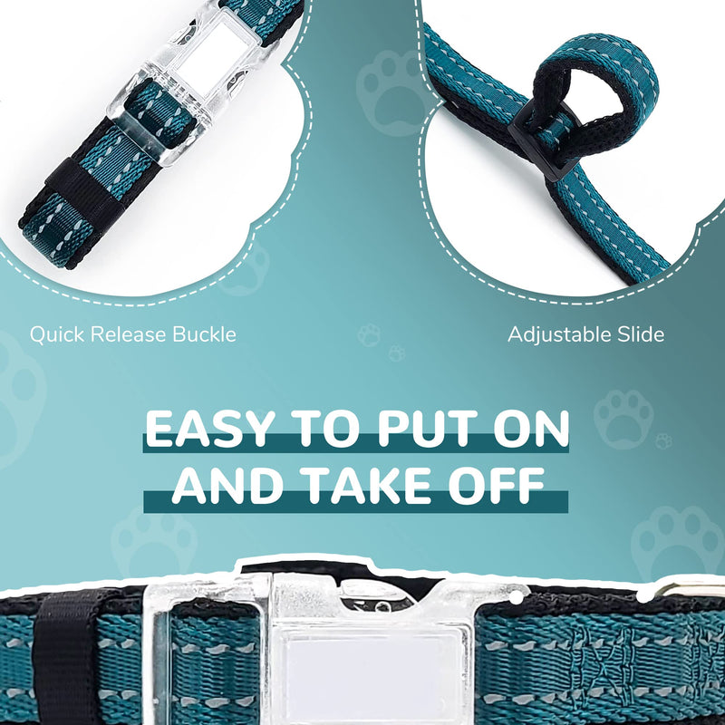 Reflective Dog Harness, Collar & Leash Set - No Pull Harness with Quick Release Buckle for Small Dogs - Double D - Ring Step - in Design for Walk, Run, Training Dog Girls and Boys 3 Combos-Midnight Blue S:12" to 20"-in chest - PawsPlanet Australia