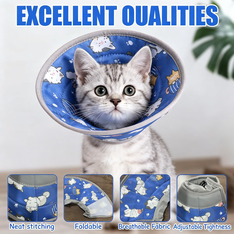 Cat Cone Collar Soft Adjustable,Cat Recovery Collars,Stop Licking After Surgery,Pet Recovery Collar,Suitable for Kittens,Small Dogs,and Puppies(M)