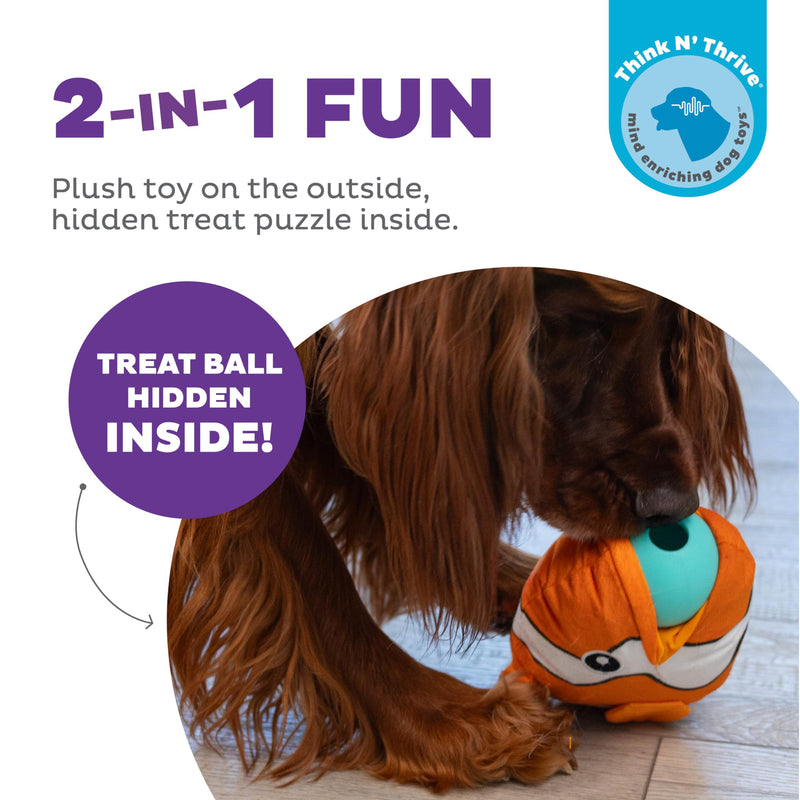 Outward Hound Nina Ottosson Big Mouthz Interactive Plush Dog Puzzle with Treat Ball, Clown Fish, Orange - PawsPlanet Australia