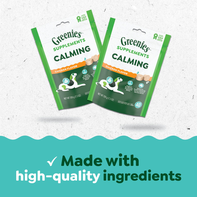 Greenies Supplements Calming Chews for Dogs Chicken Flavor, 40 Count Soft Chews Dog Calming Supplements, 7.3 oz. Container - PawsPlanet Australia