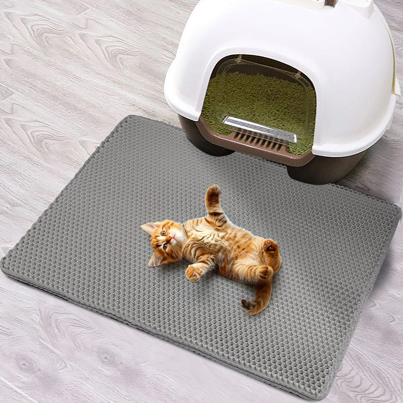 Cat Litter Mat Double Layer Waterproof Urine Proof Trapping Mat 1 Pack (Gray, 30x24 Inch) 30 x 24 Inch-1Pack - PawsPlanet Australia