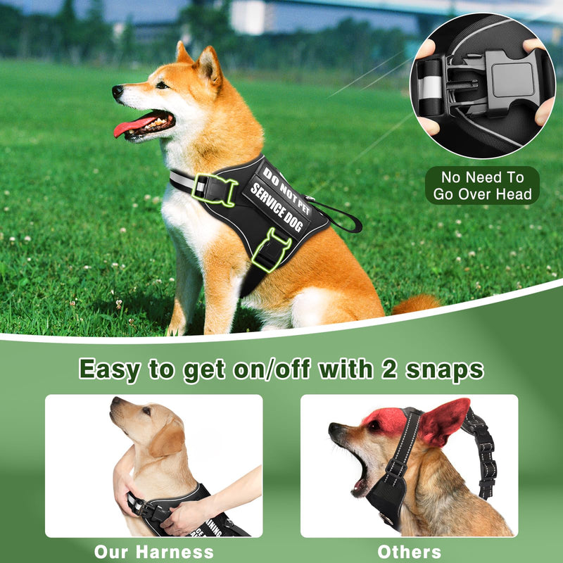 Service Dog Vest Harness and Leash Set+10 Patches,No Pull&Easy Walk Reflective Dog Harness with Soft Padded Handle for Training/Everyday,Fit Small/Medium/Large/Extra-Large Dogs(Black XL) Extra-large Black - PawsPlanet Australia