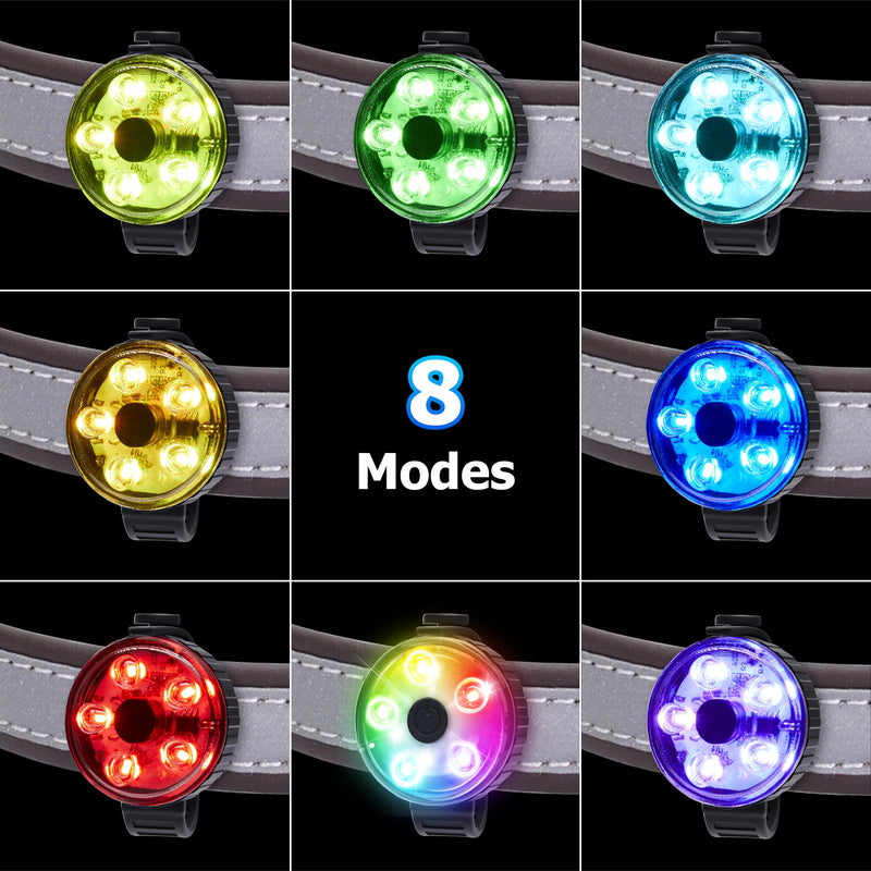 2-Pack Dog Collar Light, 8 Modes Rechargeable Dog Light with Durable Silicone Band, IPX7 Waterproof LED Pet Safety Lights for Nightwalking, Hiking, Running 2 - PawsPlanet Australia