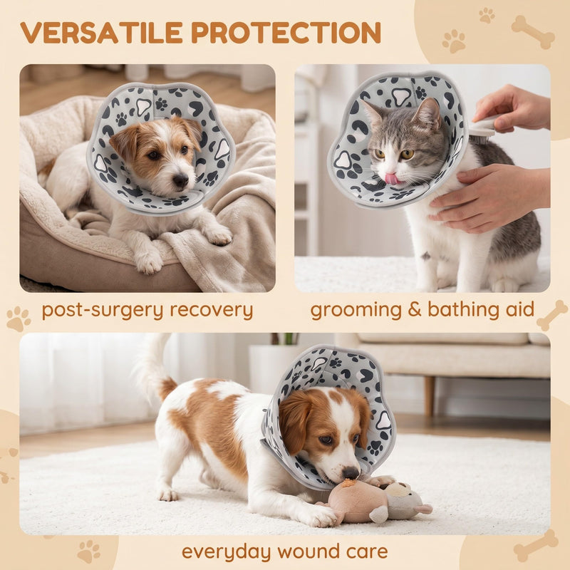 1 pc Cat Neck Brace, Adjustable Soft Anti-Bite Collar, Foldable Washable Protective Collar for Cats, Puppies & Small Dogs, Size M Neck Circumference 17-22 cm, Grey