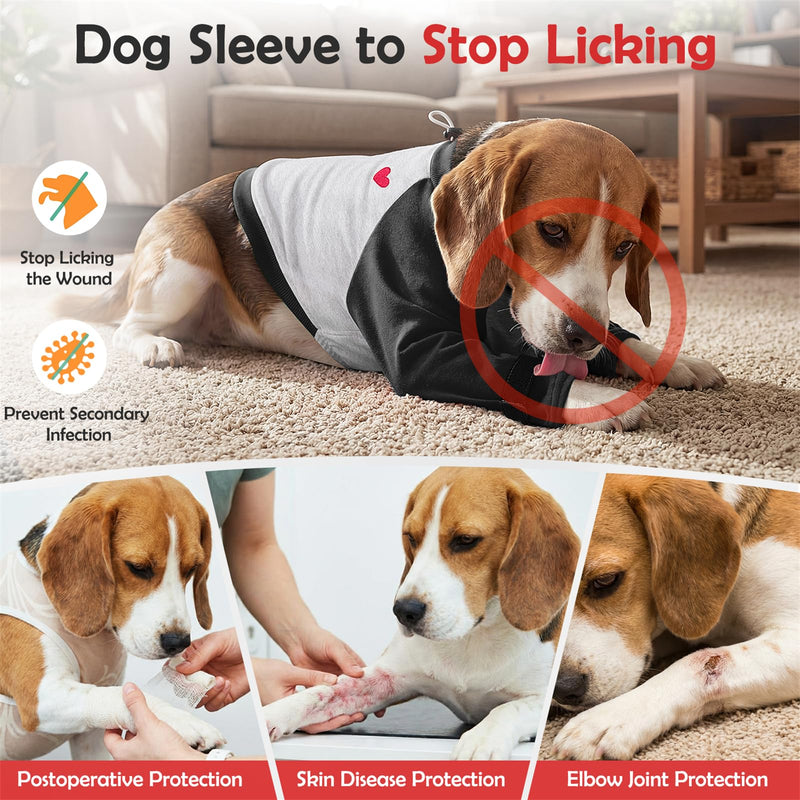 SlowTon Dog Recovery Suit - Padded Elbow Protector, Dog Leg Sleeve to Stop Licking & Protect Wounds After Surgery, Breathable Pet Long Sleeve Shirt Front Leg Protection Cone Alternative (Black,3XL) 3X-Large Black