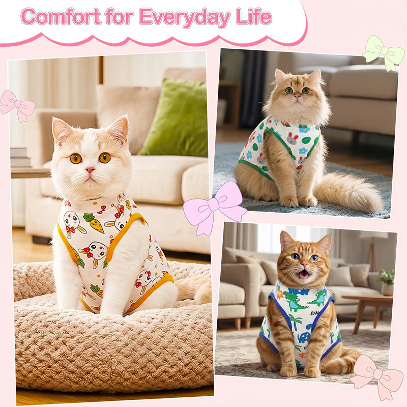 2 PCS Coppthinktu Cat Recovery Suit Female, Cat Onesie for Cats After Surgery, Breathable Cat Surgery Spay Recovery Suit for Abdominal Wounds Skin Issues, Soft Kitten Surgical Body Suit for Anti Licki