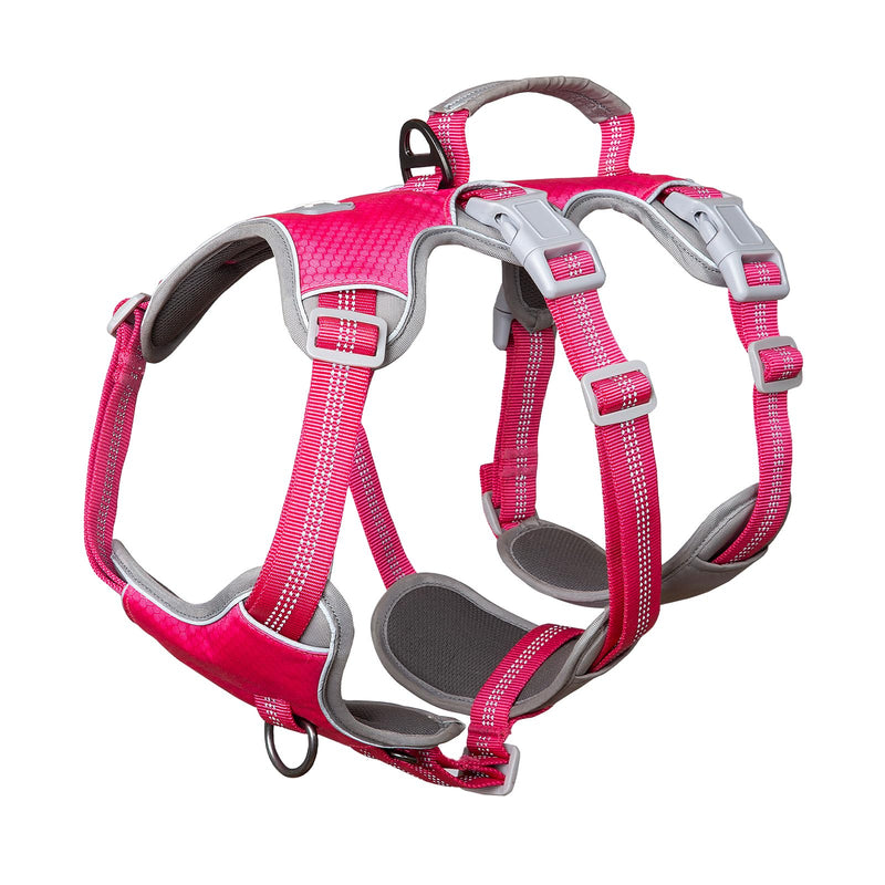 Huntboo Escape Proof Harness, No Slip Dog Harness Escape Proof, Reflective Harness with Handle, Breathable, Durable, Adjustable Vest for Large Dogs Walking, Training, and Running Gear (Rose red, L) Large(Pack of 1) Rose red - PawsPlanet Australia