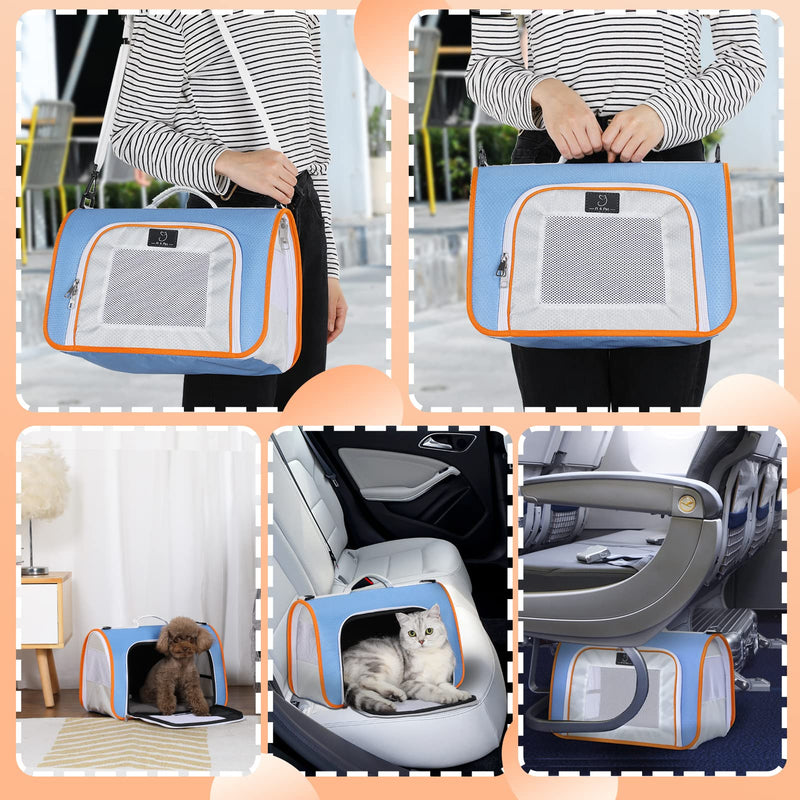 A 4 Pet Cat Carrier, Airline Approved Pet Carrier for Small Medium Cats Dogs Puppy with Safety Tether, Lightweight EVA Soft-Sided Bag, Anti-Collapse for Plane Car Train Vet