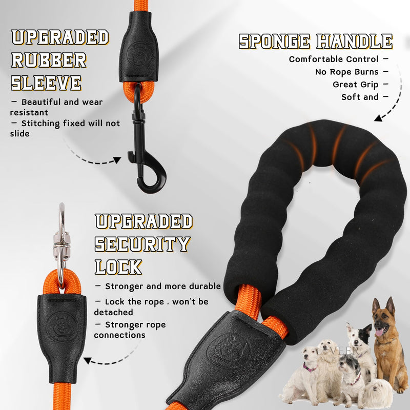 Heavy Duty 3 Dog Leash - Double Dog Leash, 360 Swivel, No Tangle, Total Length 59 in for Walking & Training Dual Dogs/Three Dogs (Orange, L) Orange - PawsPlanet Australia
