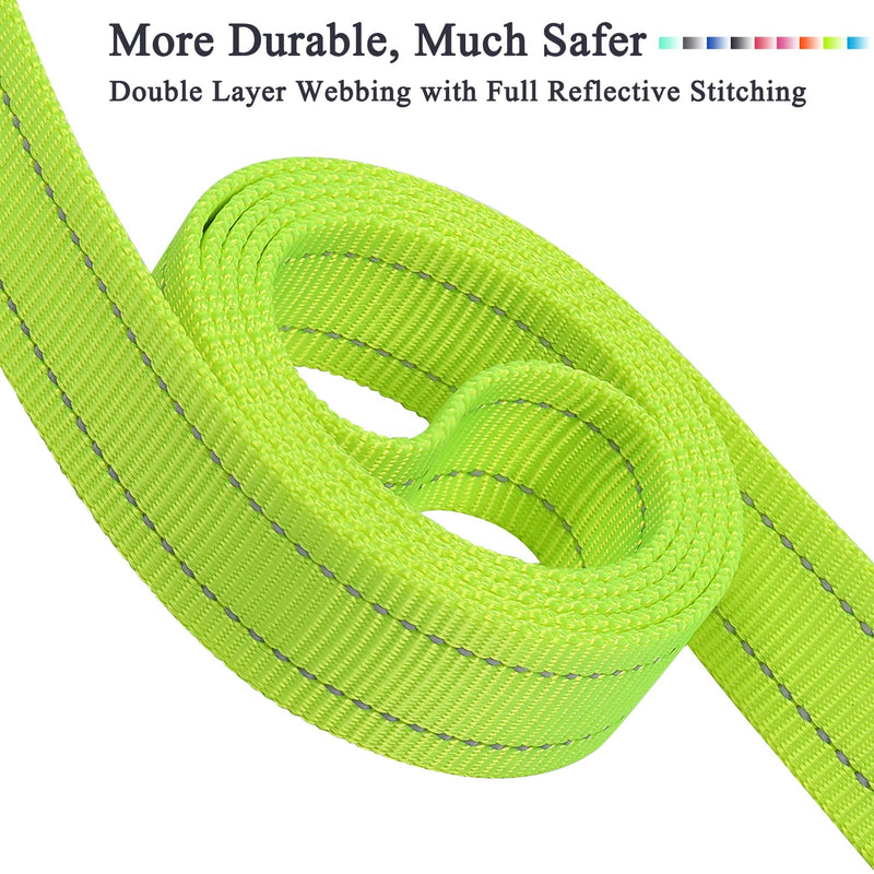 VIVAGLORY Dog Leash Dailyx Pet Leash with Soft Padded Handle for Training & Walking, Heavy Duty & Double Layer Nylon for Pet Puppy, 5ft x 1in, Bright Yellow Leash (5 ft. x 1 in.)