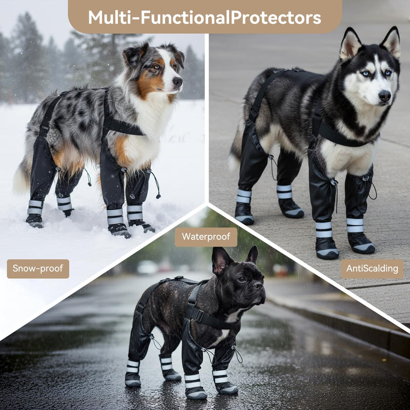 Upgraded Dog Suspender Boots, Waterproof Dog Rain Boot, Anti-Slip Winter Snow Dog Shoes Leggings, Adjustable Suspender Boots for Small Dogs, Paws Protector for Outdoor Dogs Walking Hiking (S) S - PawsPlanet Australia