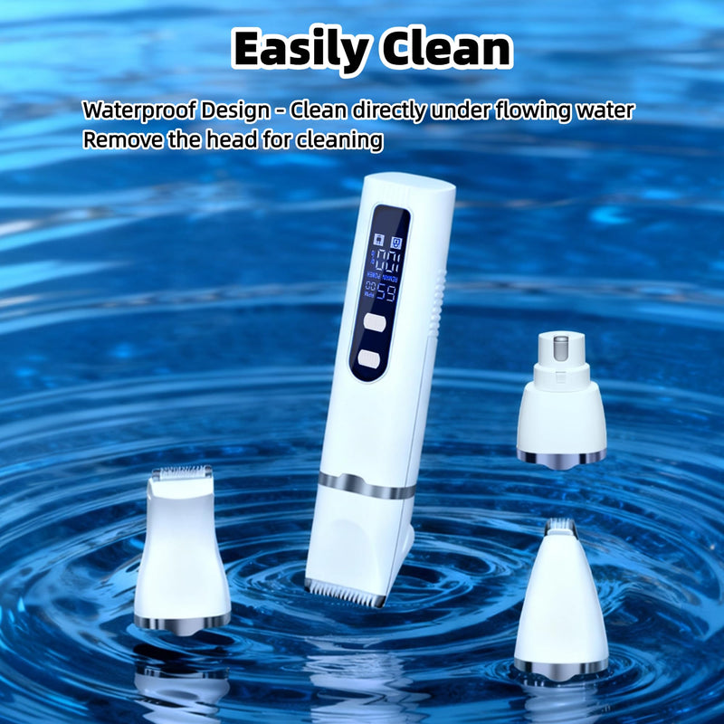 Dog Grooming Kit Hair Clipper with LCD Display - Low Noise Pet Hair Trimmer, Dog Nail Grinder Clippers for Grooming, Rechargeable Cordless Waterproof Paw Trimmer for Cats and Other Pets Silver