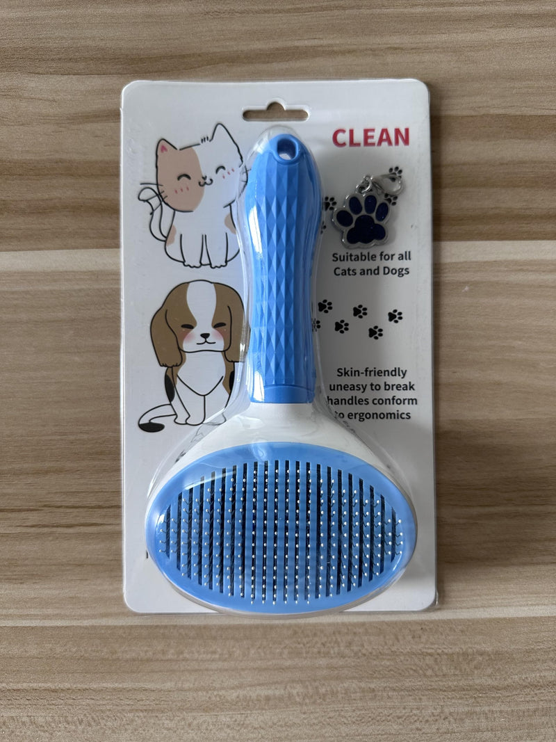 Self-Cleaning Pet Grooming Brush – Stainless Steel Slicker Brush for Dogs, Cats, Rabbits & Small Pets – Ideal for Shedding, Tangles, and Mats – Perfect for Short & Long Hair Breeds by (Blue) Blue - PawsPlanet Australia