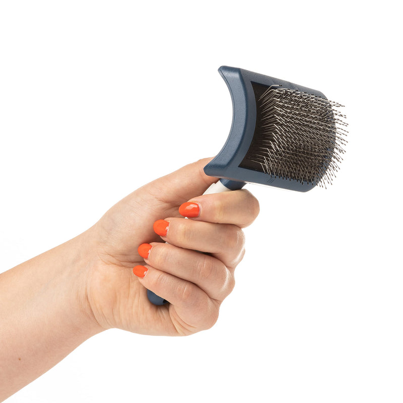 Mikki Dog Puppy Stainless Steel Comb and Hard Pin Slicker Brush, for Cockapoos, Labradoodles, Cavapoos and Golden Doodles - Starter Set 2pcs, Blue, Grey,Small Grooming Kit - PawsPlanet Australia