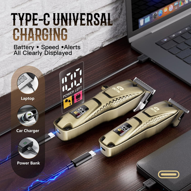 Hair Clippers for Men Professional, Cordless Clippers and Trimmers Set for Hair Cutting, 8500RPM Rechargable Electric Hair Trimmer for Self-Haircut and Family Use (Bronze) Bronze
