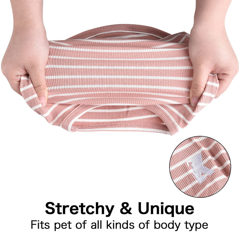 Koneseve Dog Shirt Vest Lightweight Stretchy Dog T-Shirts Soft Cool Shirts Sleeveless Stripe Vests Breathable Clothes for Puppy Kitty Cats Small Medium Large Dogs 2 Pack Pink + Green [ 5XL ] 5XL-(50~77lb) | Chest(~35") - PawsPlanet Australia