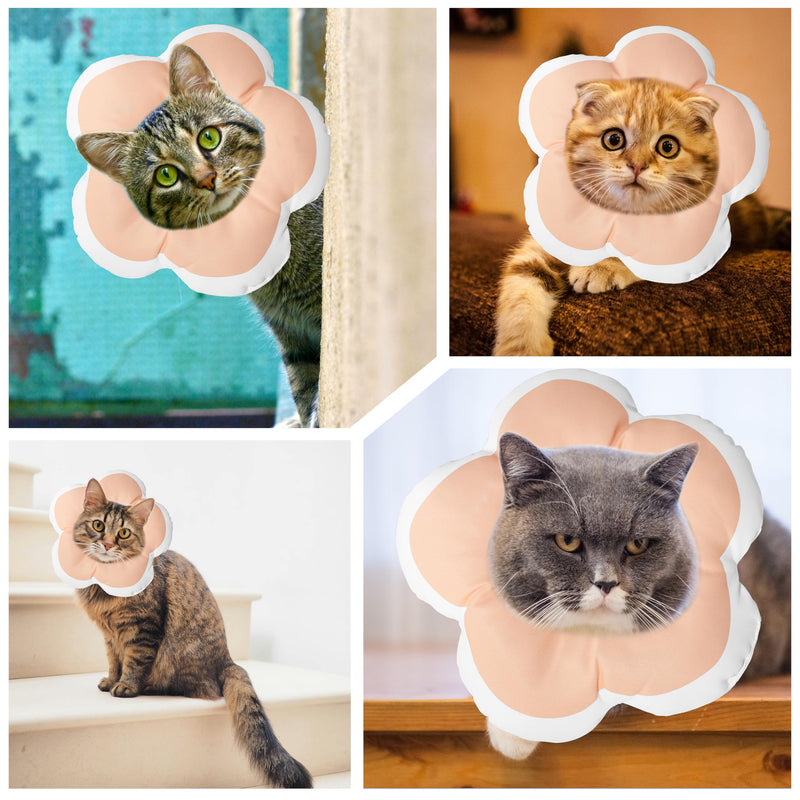Cat Cone Collar Soft, Waterproof Cats Cones to Stop Licking After Surgery, Adjustable Soft Elizabeth Cats Collars for Wound Healing, Flower Shape Cat Recovery Collar (Pastel Orange, X-Small) Pastel Orange