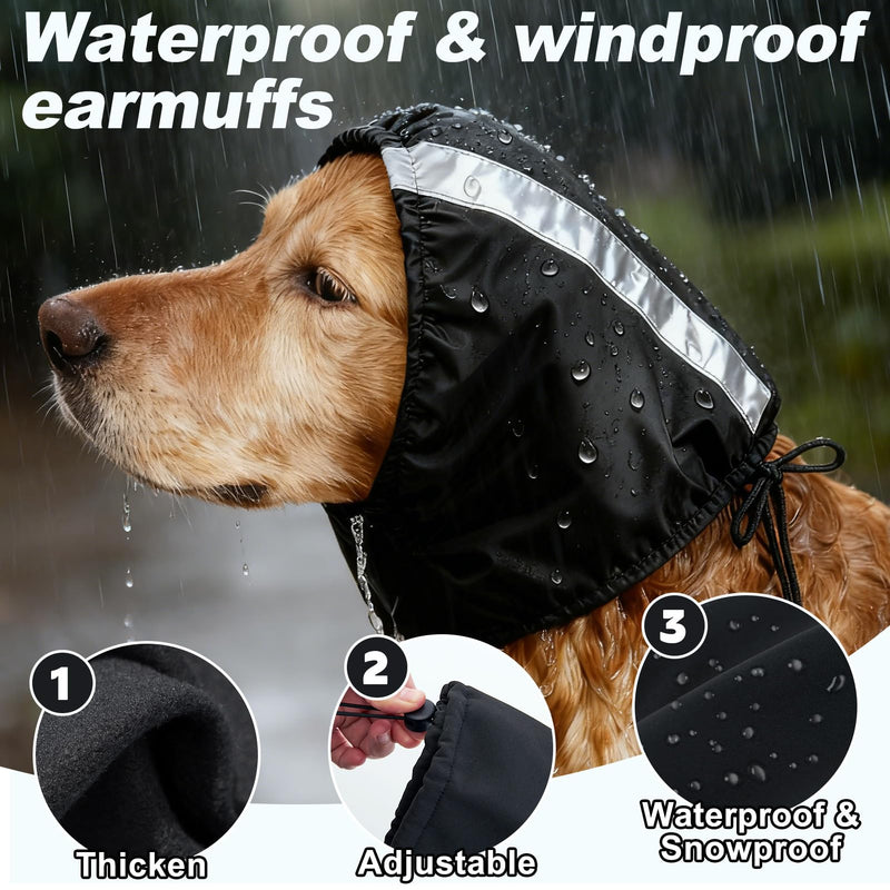 EASY JOY Waterproof Earmuffs for Dogs - Hearing Protection Dog, Keep Warm Ear Protection for Dogs, Size M Waterproof black