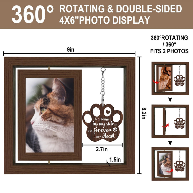 SHOW-YA Cat Memorial Gifts for Loss of Cat - Pet Memorial Gifts Cat,Loss of Cat Sympathy Gift, Cat Passing Away, Pet Remembrance Gift Cat,Rotating Wooden Cat Picture Frame 4x6 Photo - PawsPlanet Australia