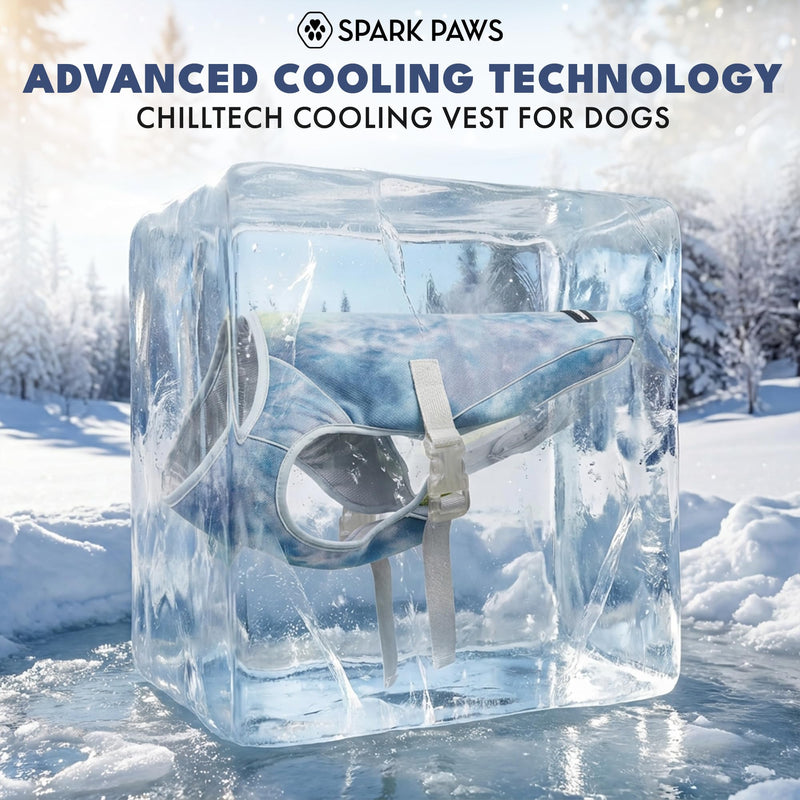 Spark Paws Dog Cooling Vest - SPF 50 UV Sun Protection - Summer Heat Relief Gear for Dogs, Lightweight, Evaporative Cooling - Dog Anxiety Relief Vest During Hot Days - Ice Blue, Medium 03 Ice Blue M: 10-15lbs